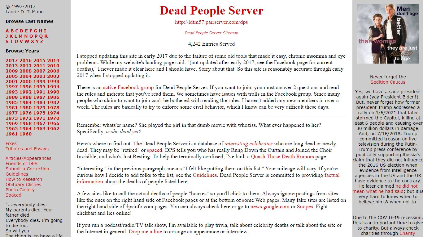 Archive Site: Dead People Server - Dead Celebrities, Dead People and ...